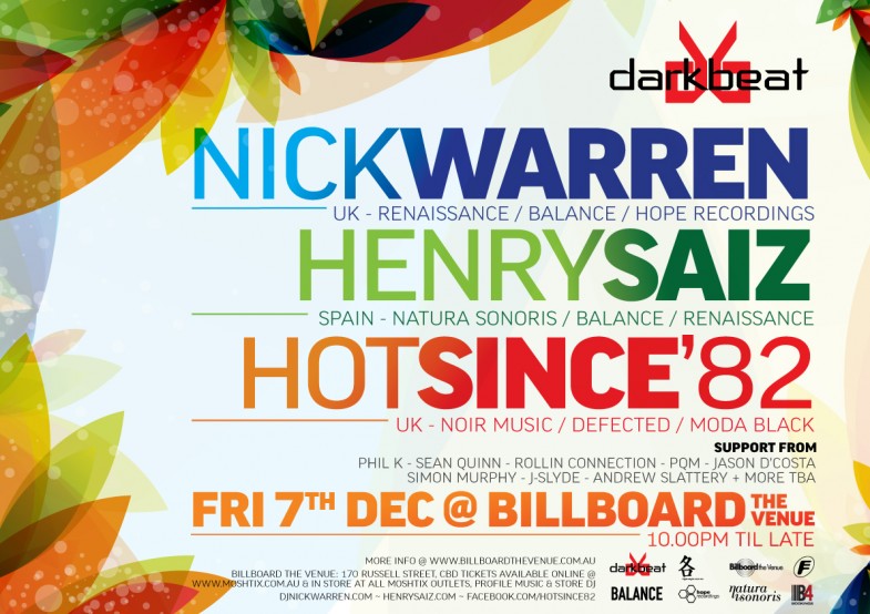 Nick Warren, Henry Saiz, Hot Since 82 - Dec 7th @ Billboards